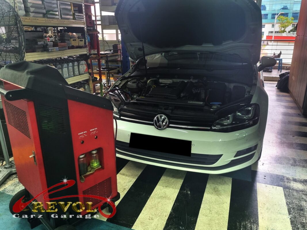 The HVAC box opened up to reach the failed cooling coil on the Volkswagen Golf.
