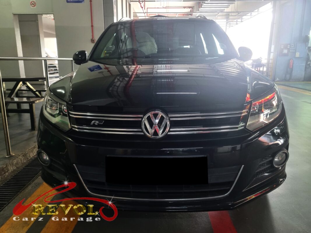 Volkswagen Tiguan in the workshop for ABS wheel speed sensor replacement.