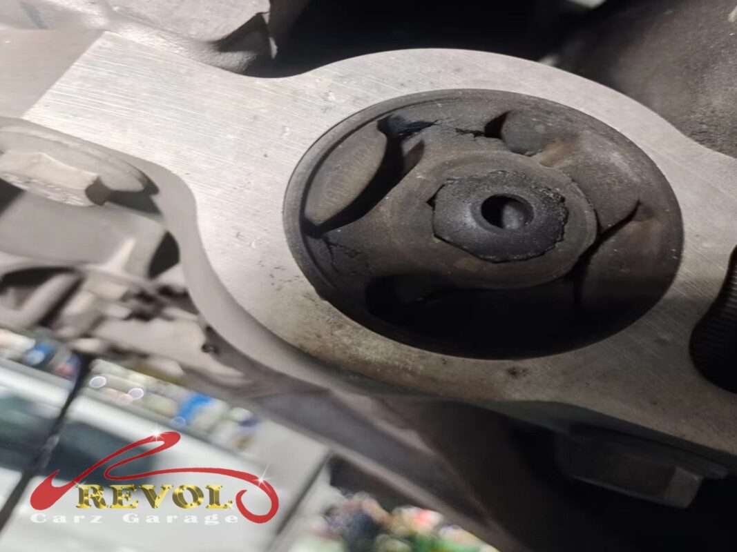 The bush on the front lower arm, the rubber cracked through and the voids gaping open.