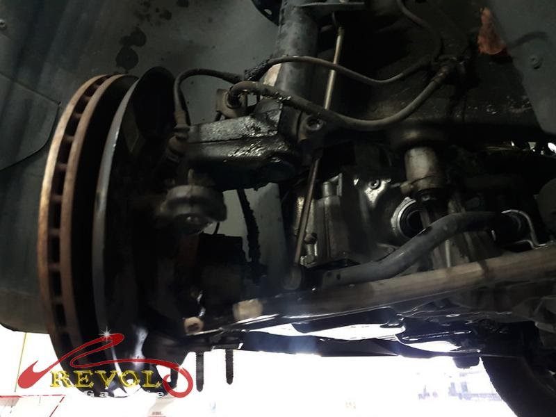 The brakes checked over on the lift.