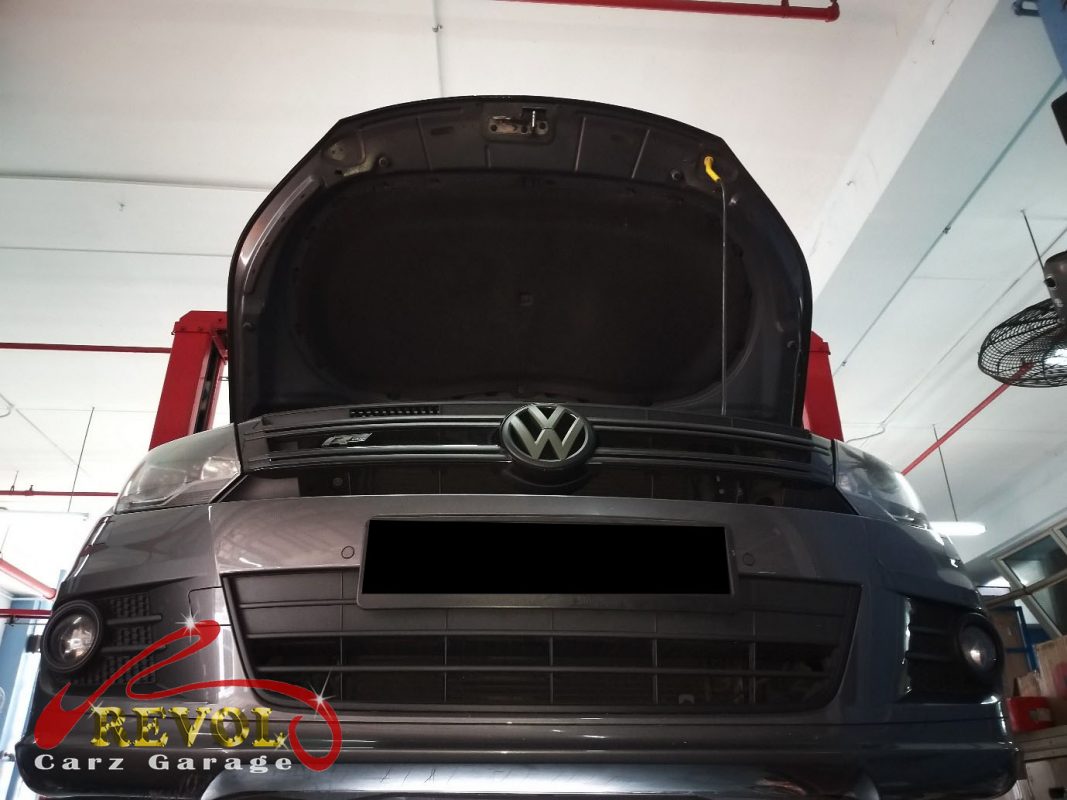 The cooling system checked on the Volkswagen Tiguan, the squeal and overheating traced to the coolant pump.