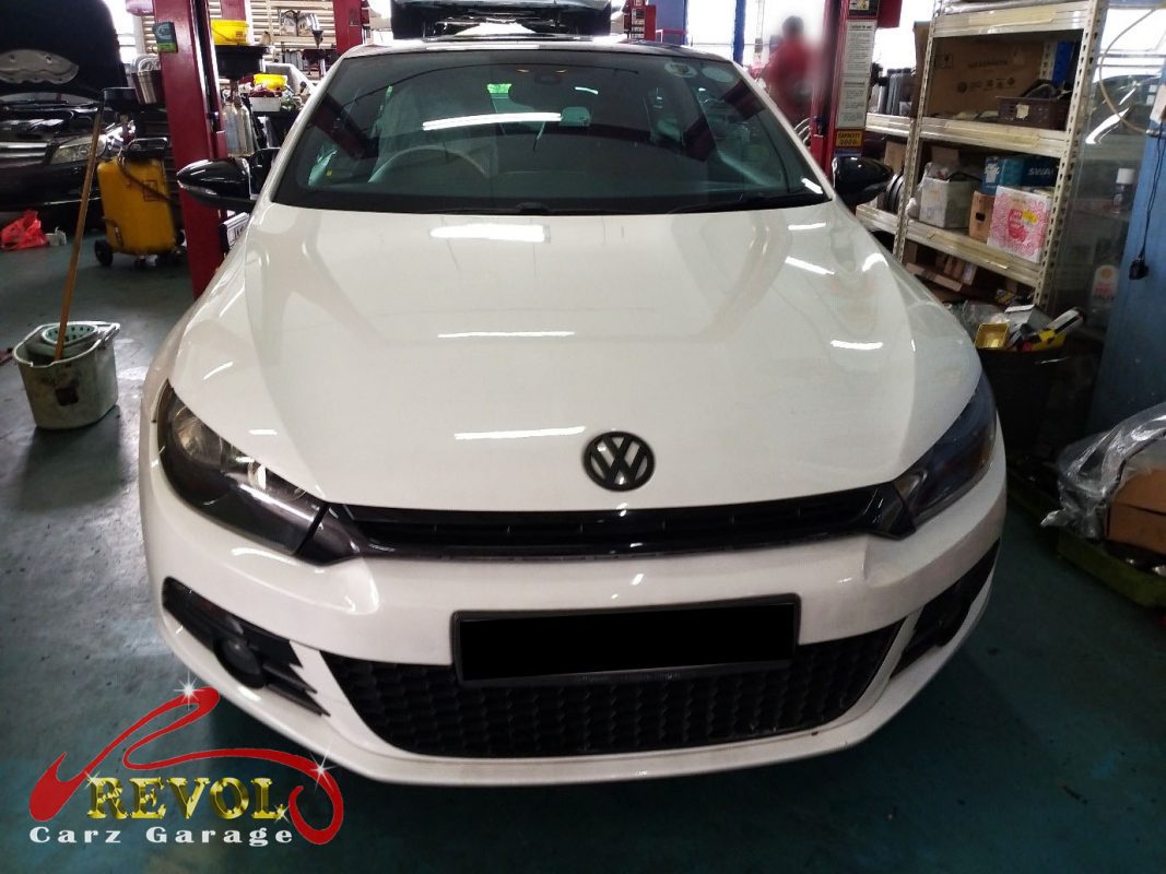 Volkswagen Scirocco parked at the workshop, in for a smoke and boost diagnosis.