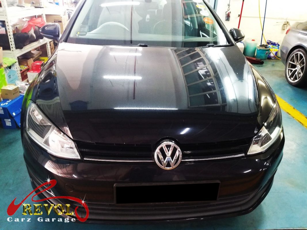 Volkswagen Golf parked at the workshop, in for a DSG mechatronic diagnosis.