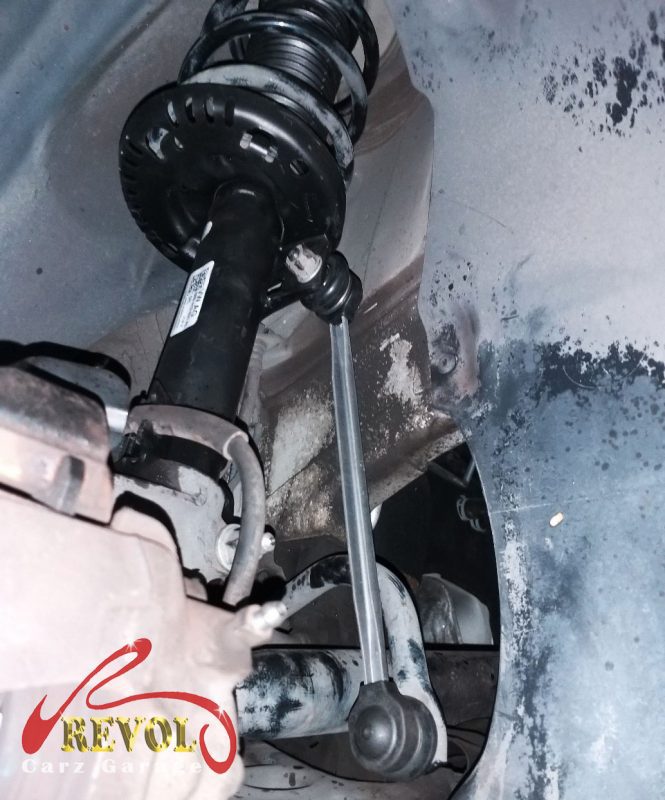 The new shocks installed all round and the front geometry set.