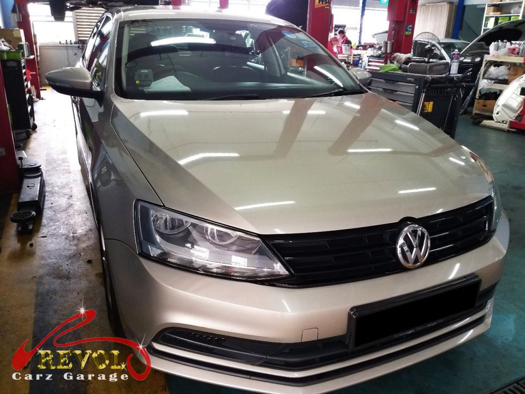 Volkswagen Jetta parked at the workshop, in for drive shaft boot inspection.