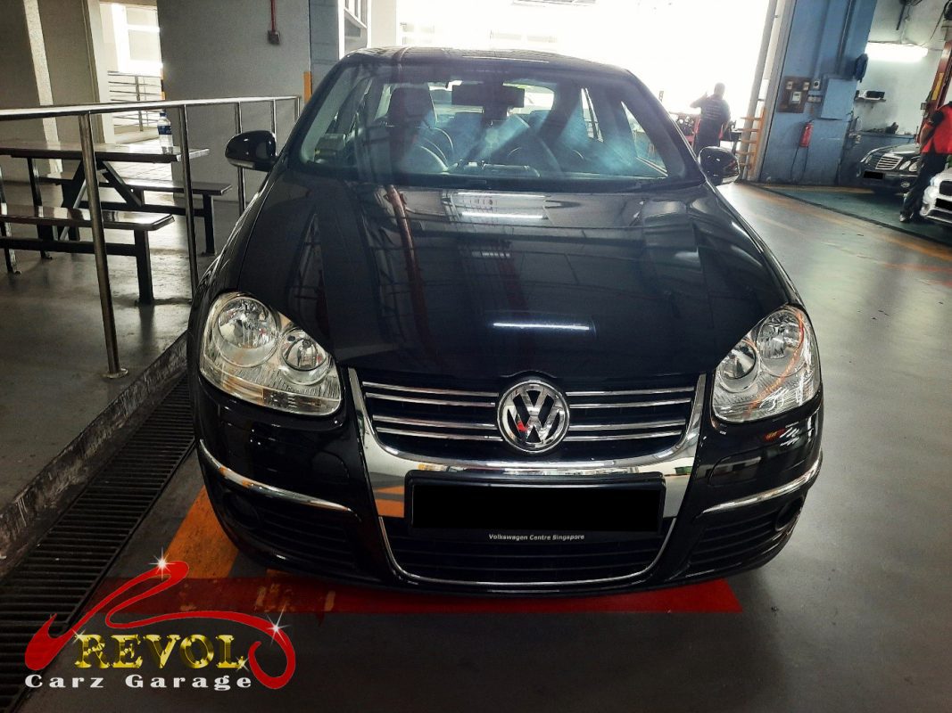 Volkswagen Jetta parked at the workshop, in for a door lock repair.