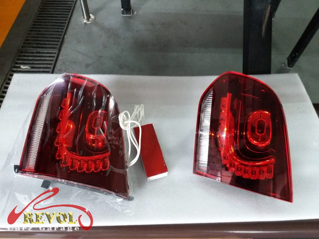 The faulty tail light cluster on the Volkswagen Golf, sections not lighting.