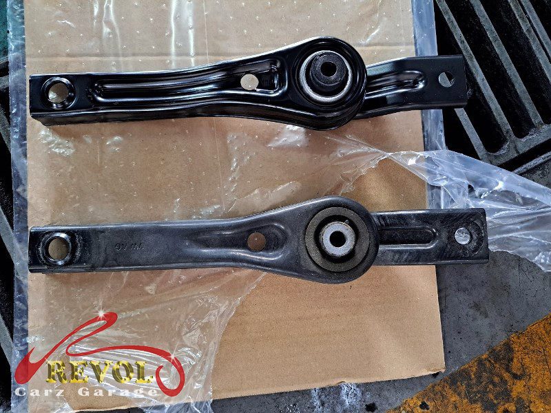 The new mounts installed and the drivetrain aligned in the bay.