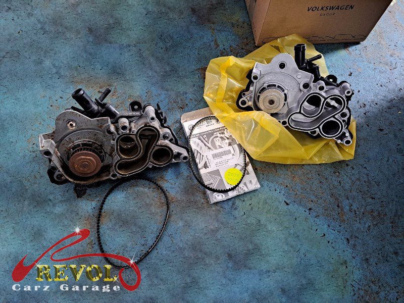 The new genuine VW-spec water pump module ready to fit.