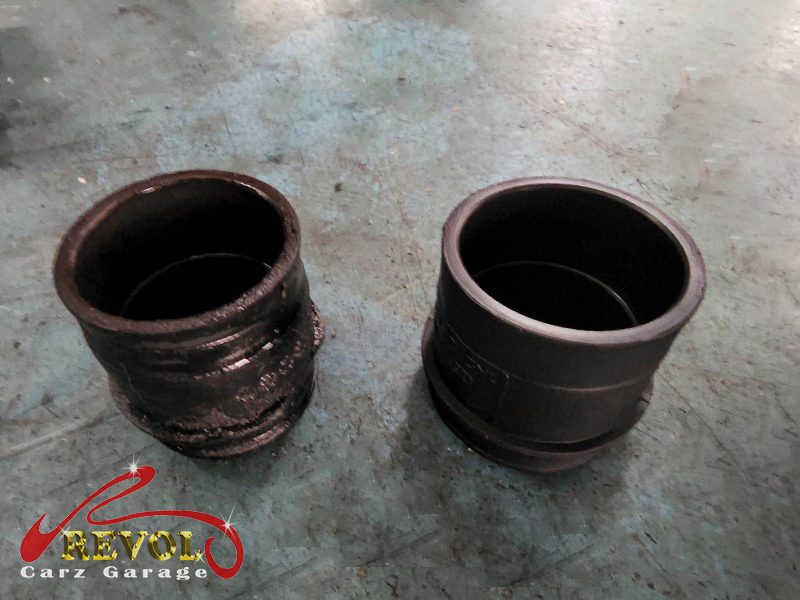 The split turbo charge hose and perished collar removed.