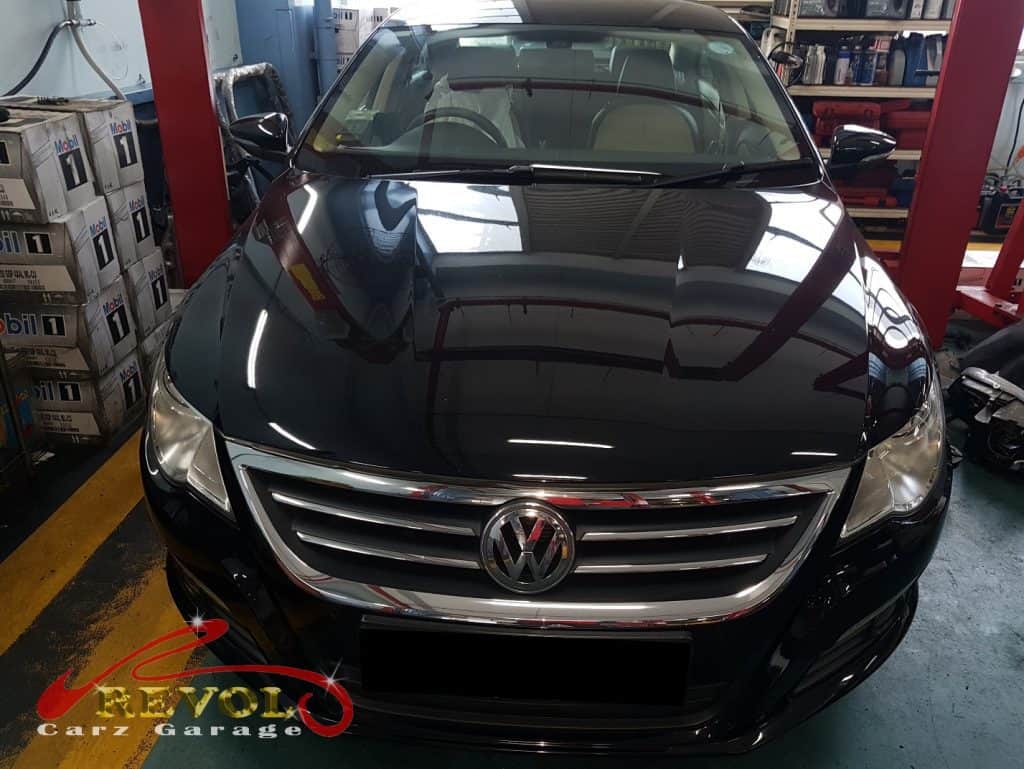 Volkswagen Passat at the workshop, in for frequent coolant top-ups.