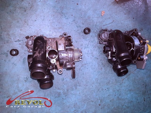 The failed coolant pump removed from the engine.