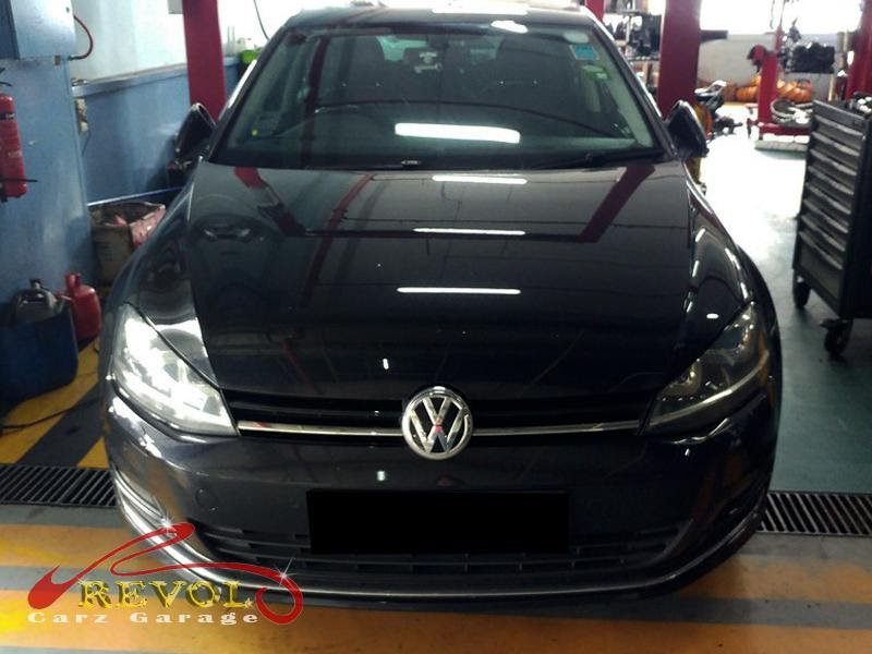 Volkswagen Golf at the workshop, in for a serious overheating problem.