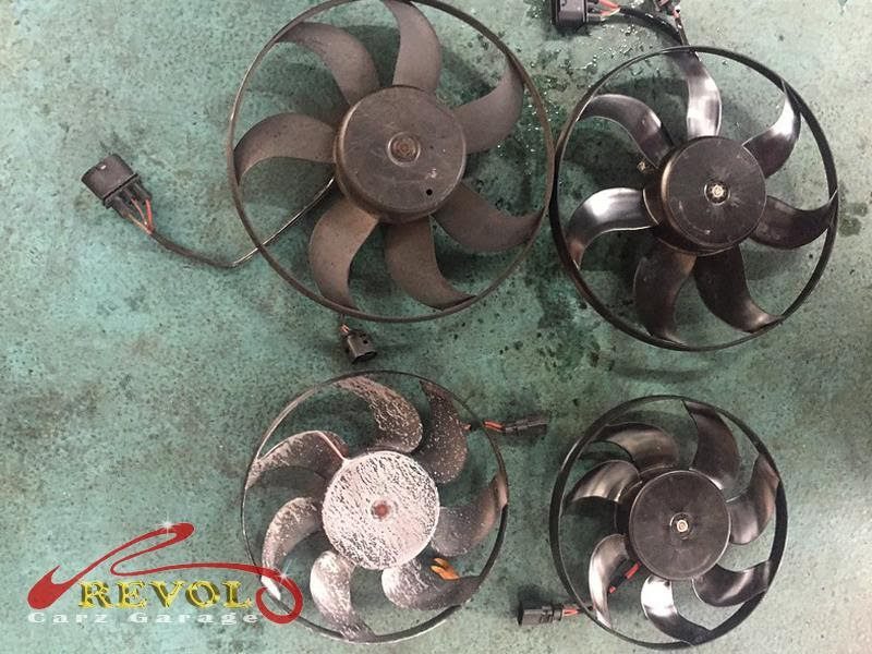 The seized radiator cooling fan identified as the cause.