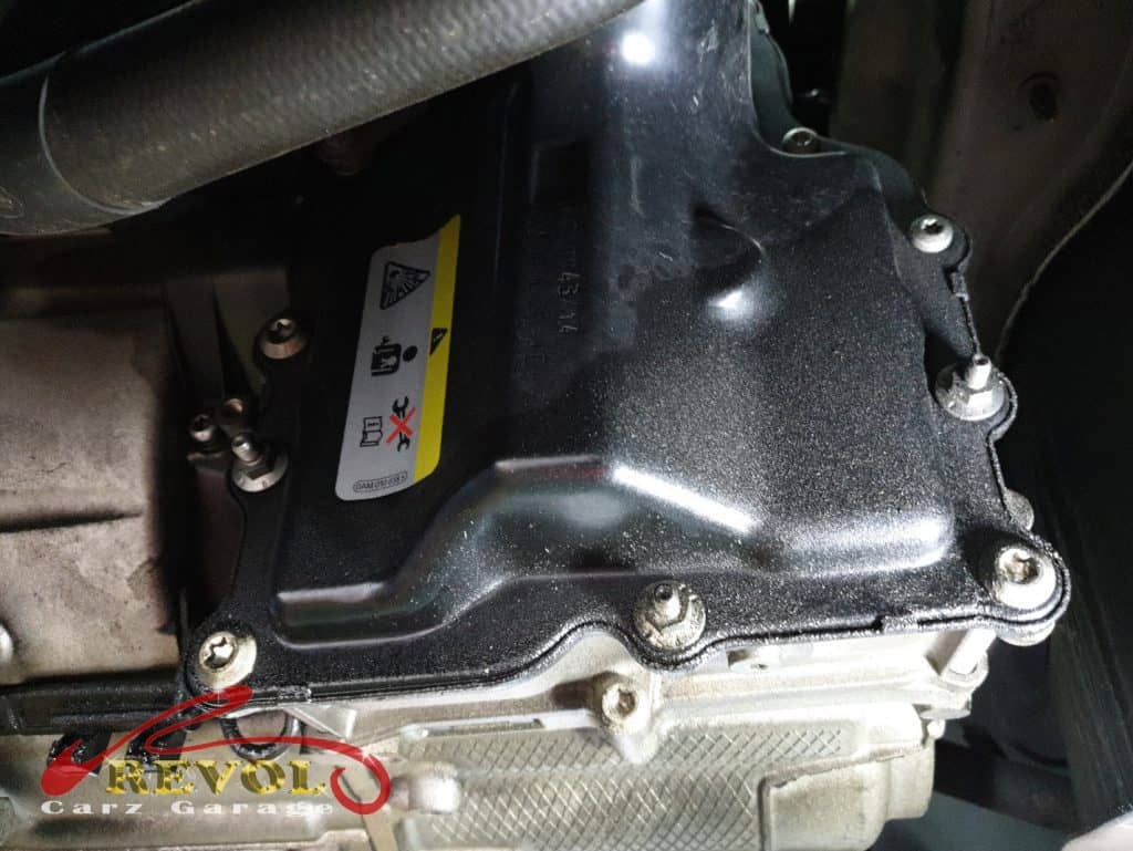 The leak spotted from the mechatronics during the inspection.