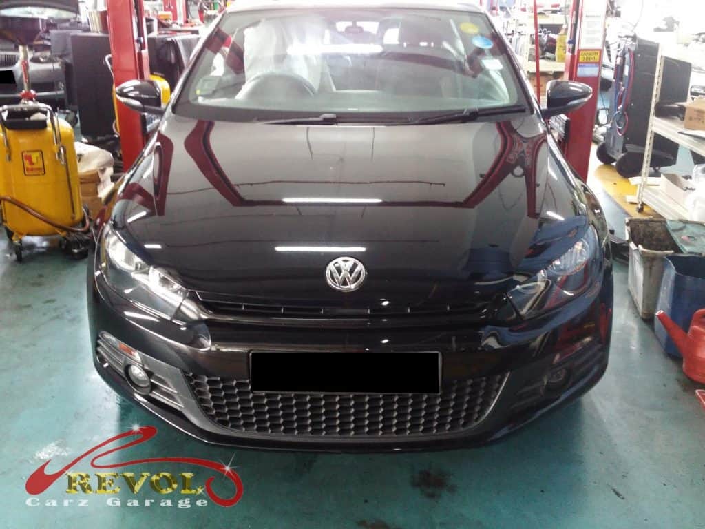 Volkswagen Scirocco at the workshop, in with the check engine light on.