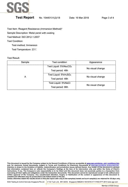 SGS test report 2018, page 3, ZeTough ceramic coating hardness results