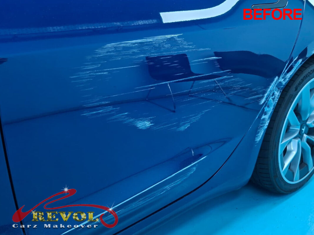 BMW panel damage before spray painting
