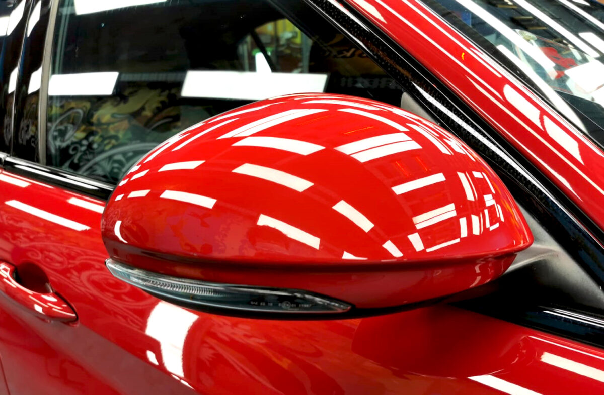 Side panel of the Alfa Romeo Giulia with the ceramic finish locked in.