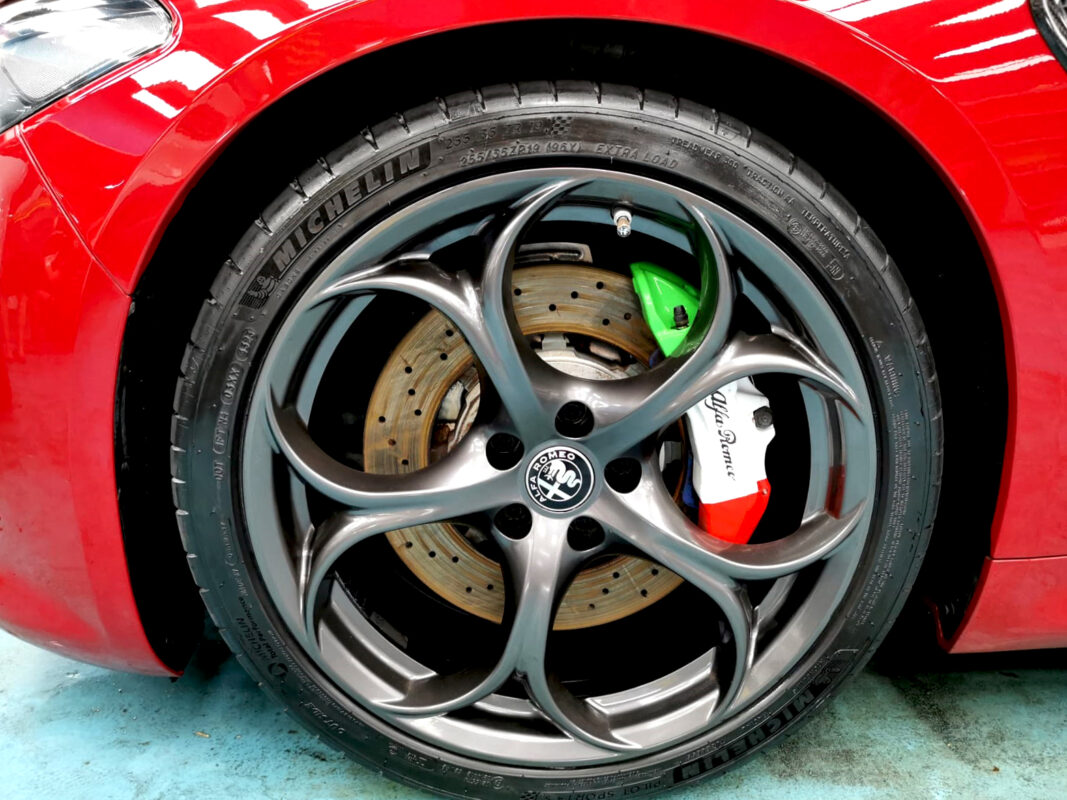 The Alfa Romeo Giulia, finished and ready for collection.