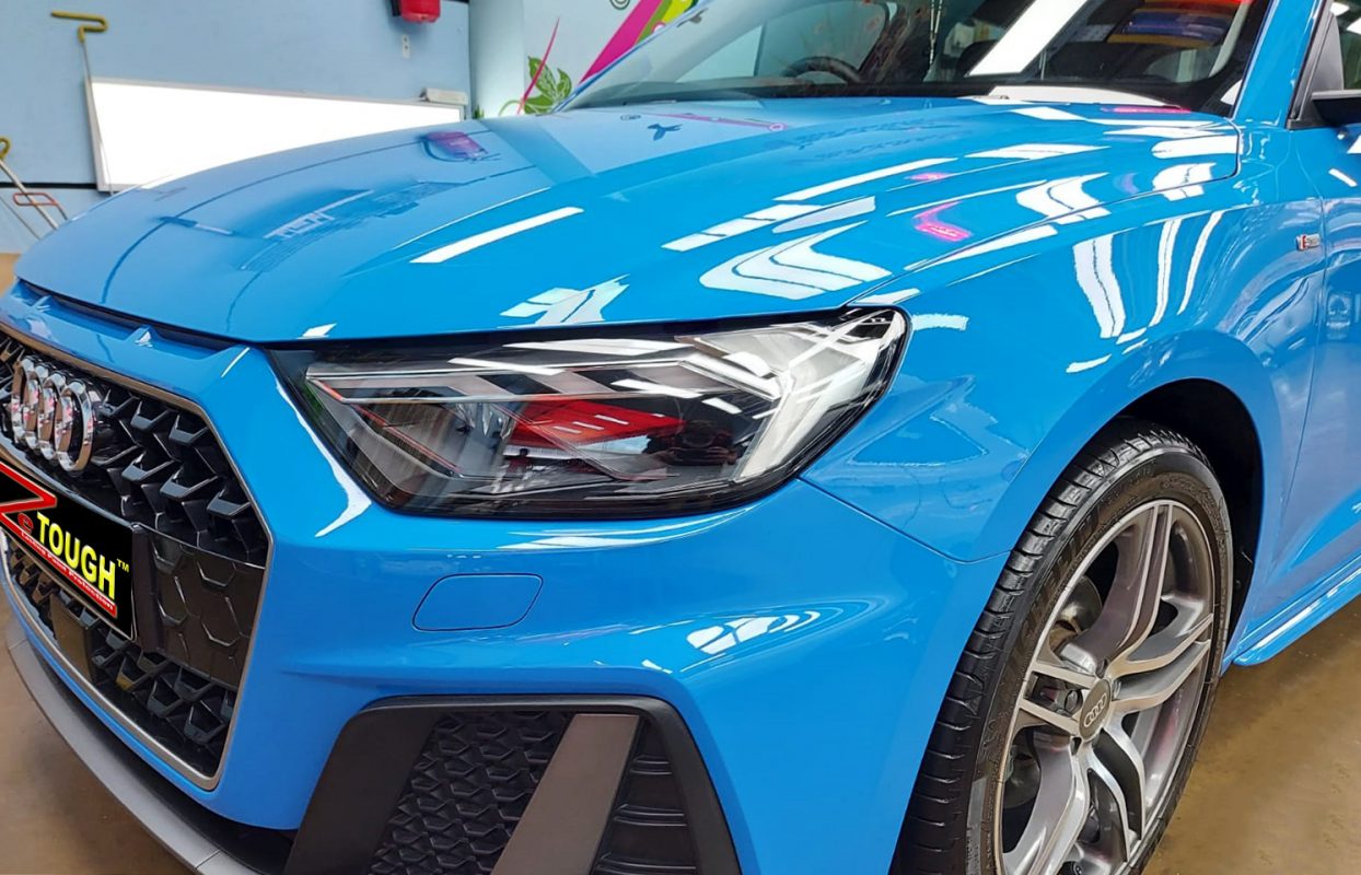 The Audi A1 from a side angle after the ceramic coating.