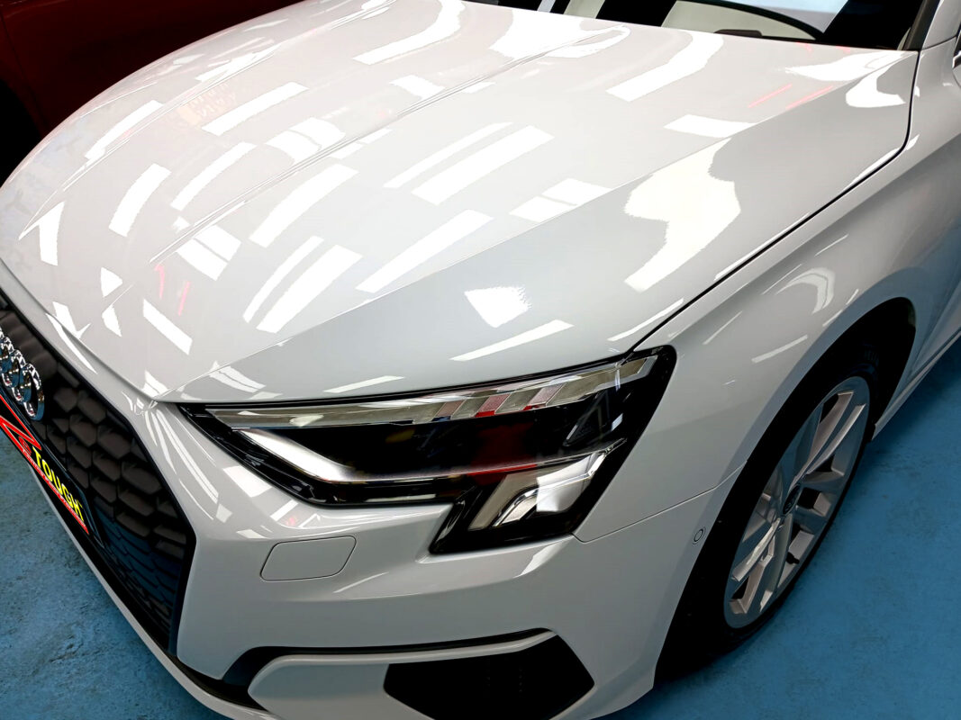 The Audi A3 from a side angle after the ceramic coating.