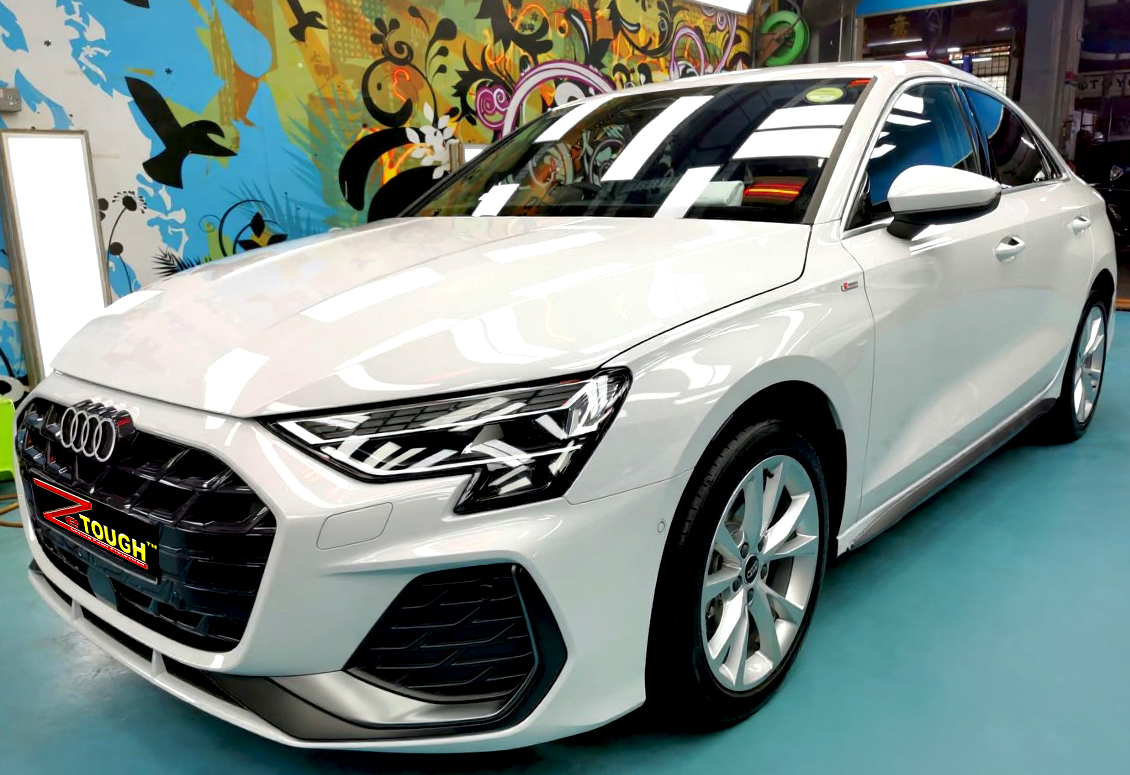 Audi A3, glossy after its ZeTough Ceramic coating.