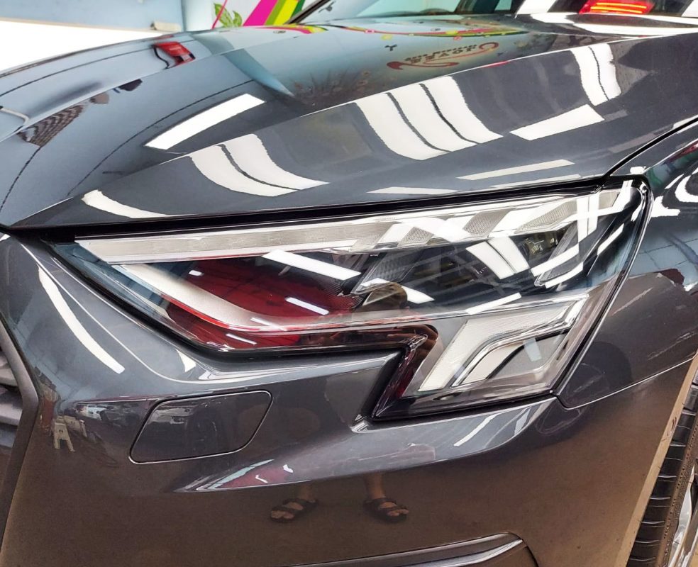 The A3's coated paintwork showing clean reflections.