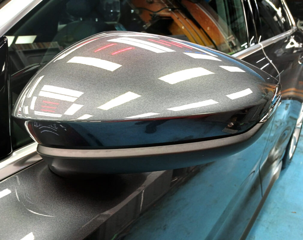 Side panel of the Audi A3 with the titanium finish locked in.