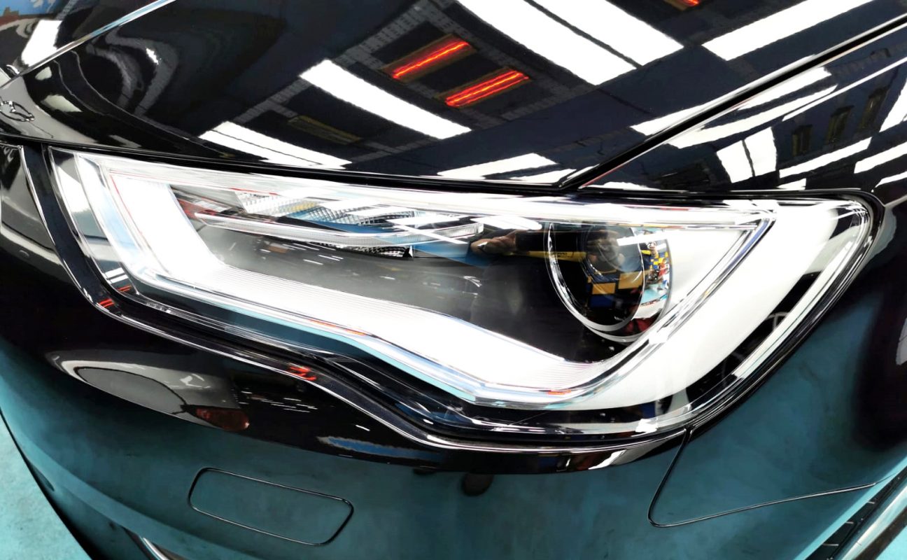 The A3's coated paintwork showing clean reflections.
