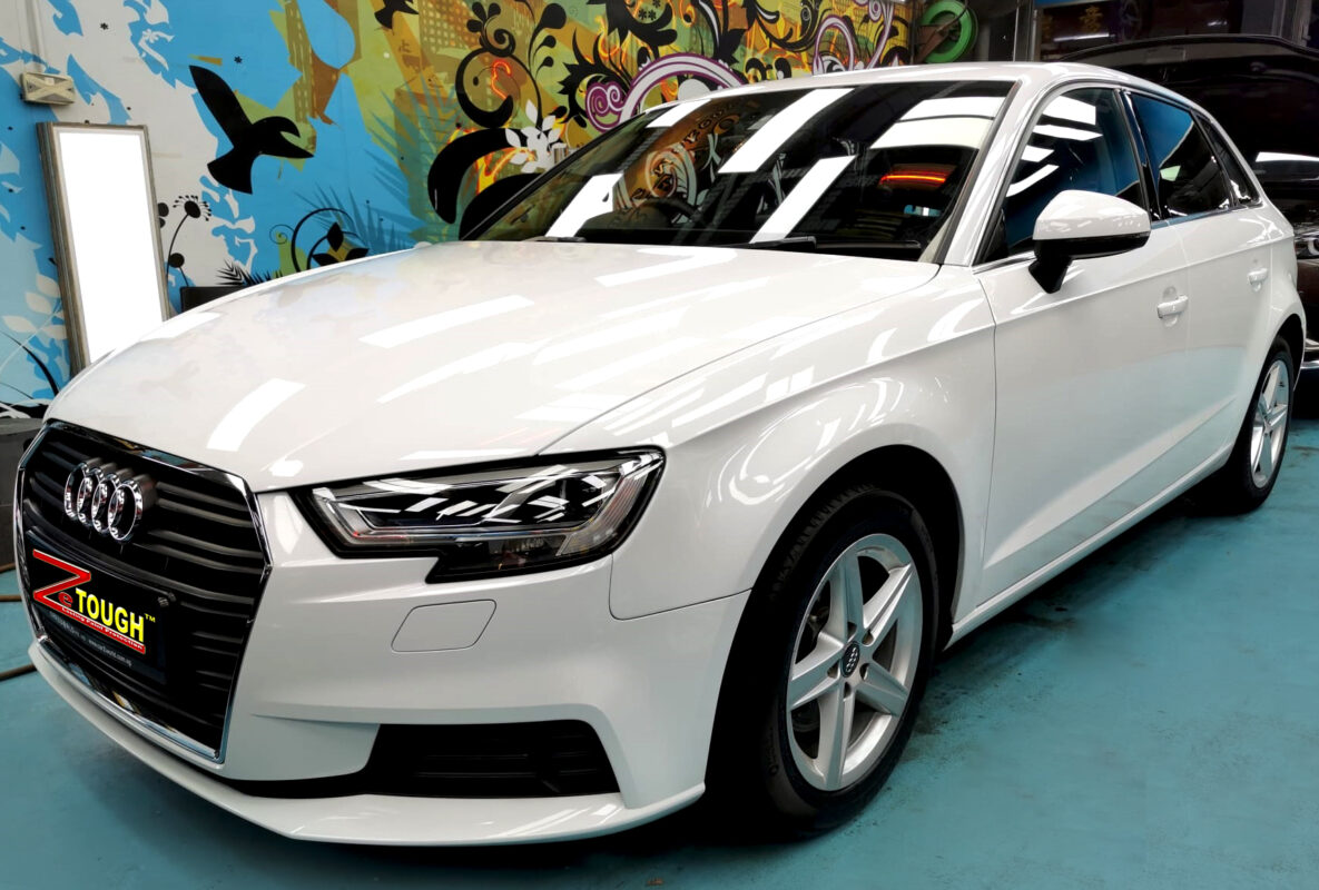 Audi A3, glossy after its ZeTough Ceramic coating.