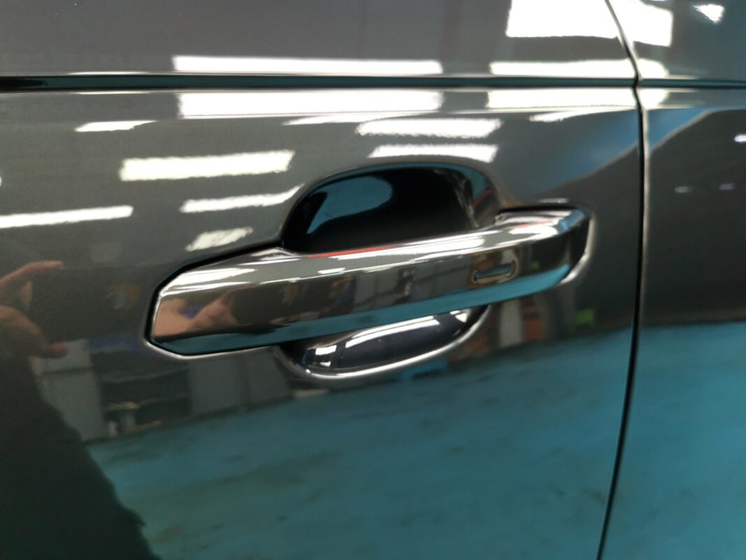 After: the Audi A4 resprayed and sealed, fresh glossy finish.