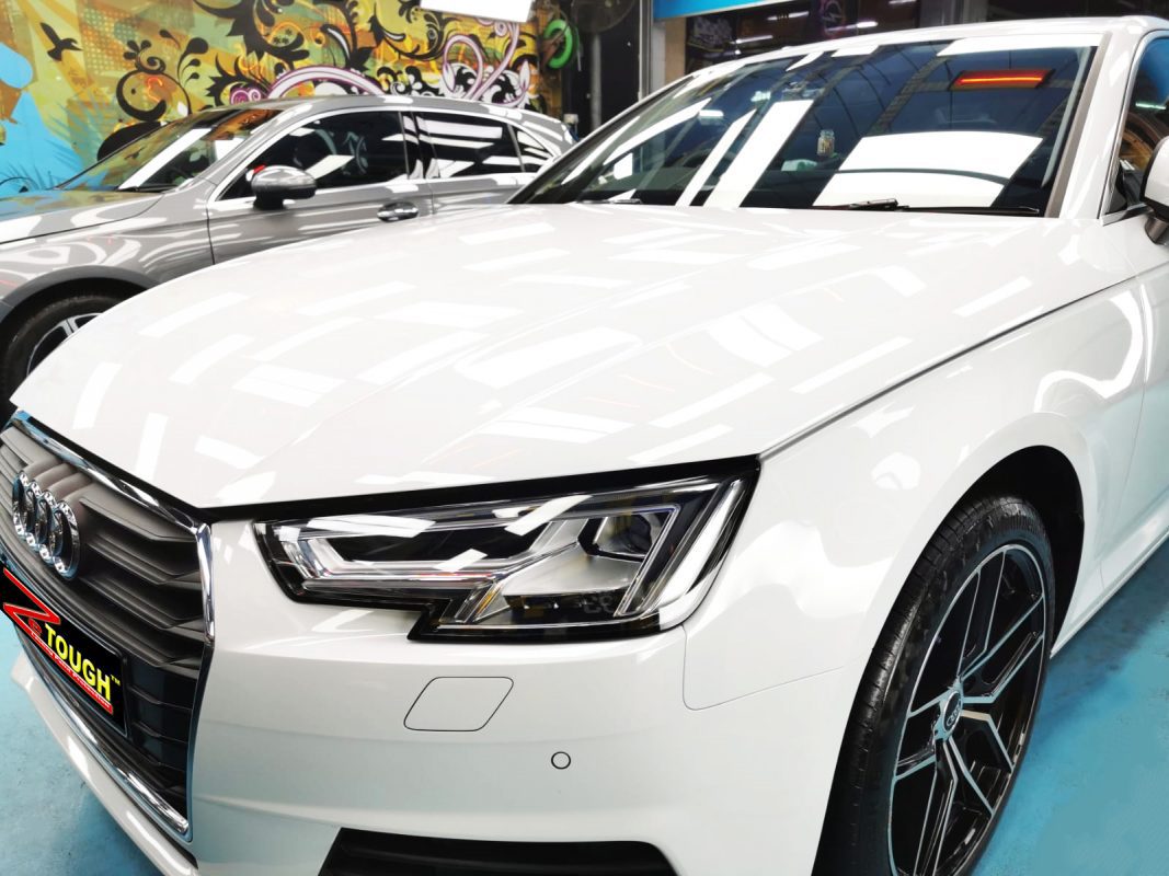 The Audi A4 from a side angle after the titanium coating.