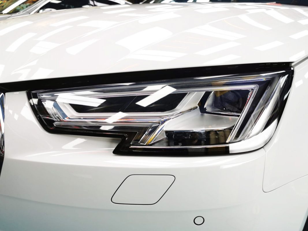 The A4's coated paintwork showing clean reflections.