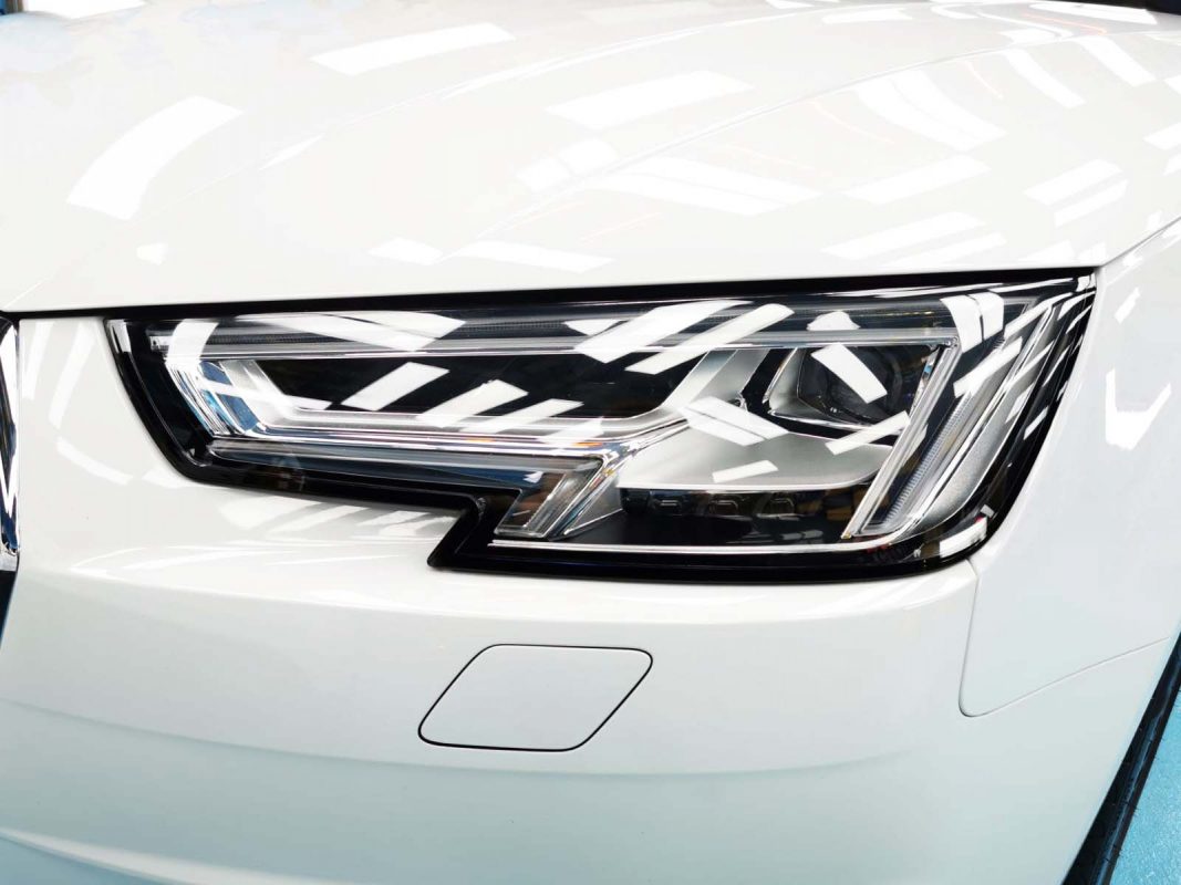 The A4's coated paintwork showing clean reflections.