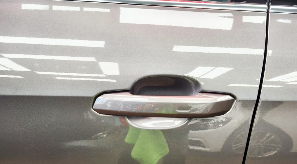 Front three-quarter view of the Audi A4 after coating.