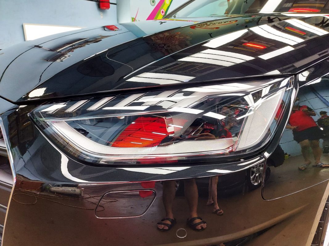 The A4's coated paintwork showing clean reflections.