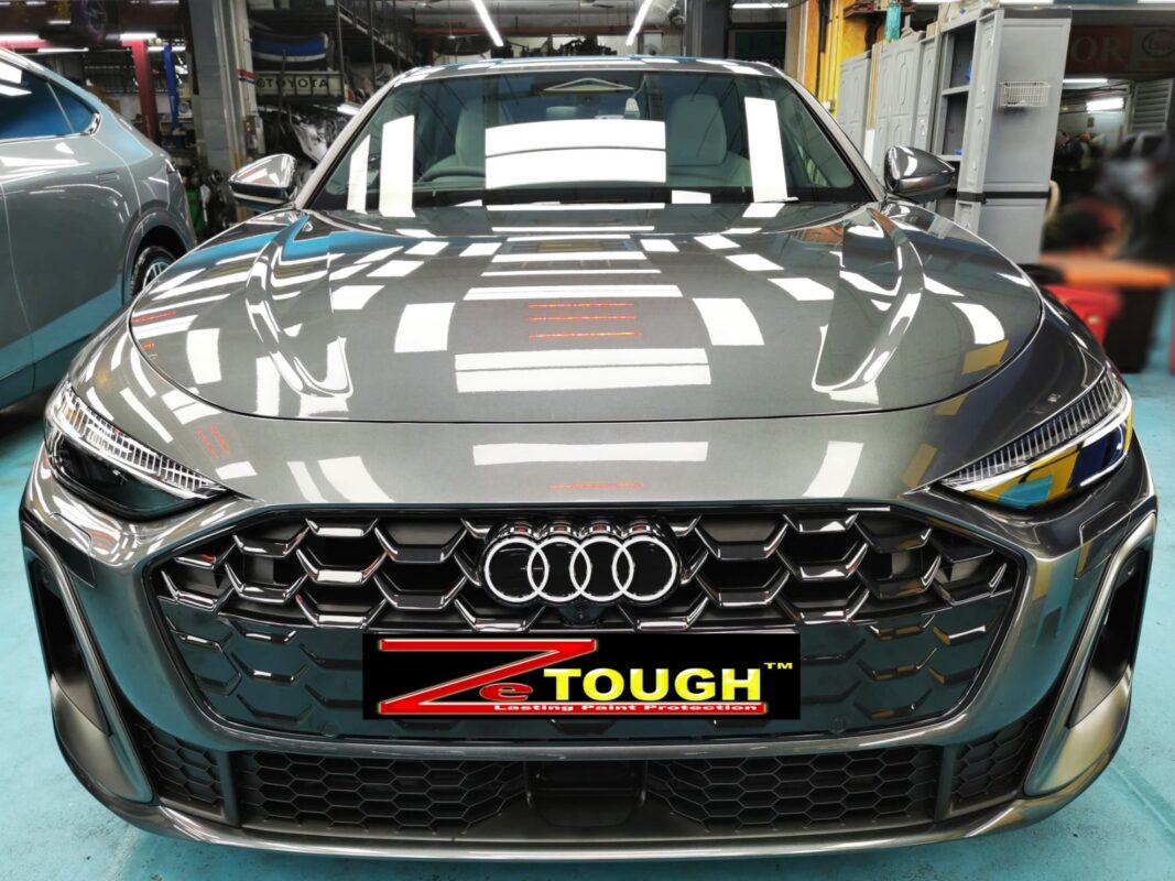The Audi A5 from a side angle after the ceramic coating.