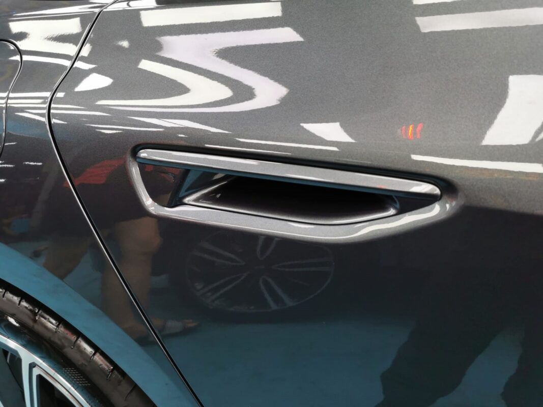 Front three-quarter view of the Audi A5 after coating.