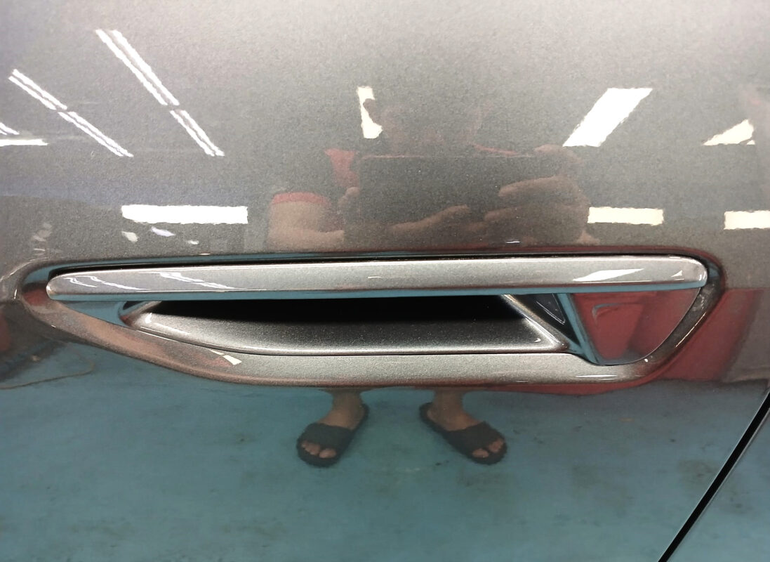 Front three-quarter view of the Audi A5 after coating.