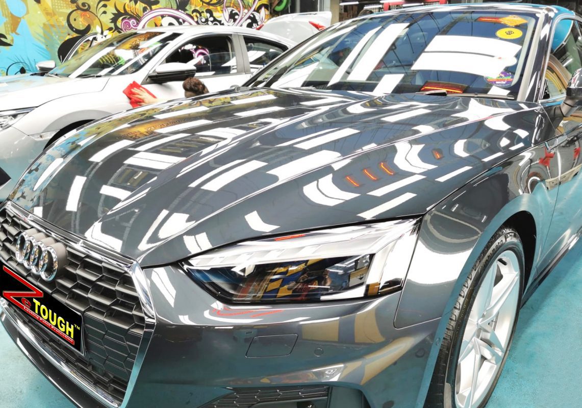 The Audi A5 from a side angle after the ceramic coating.