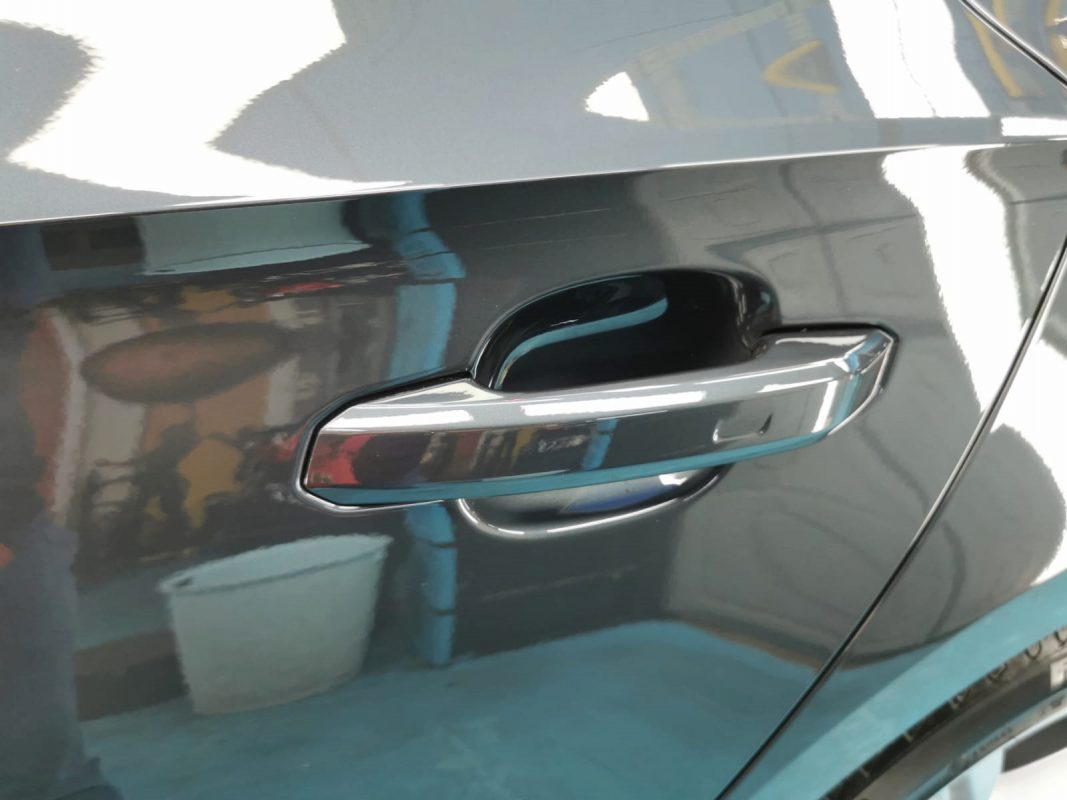 Front three-quarter view of the Audi A5 after coating.