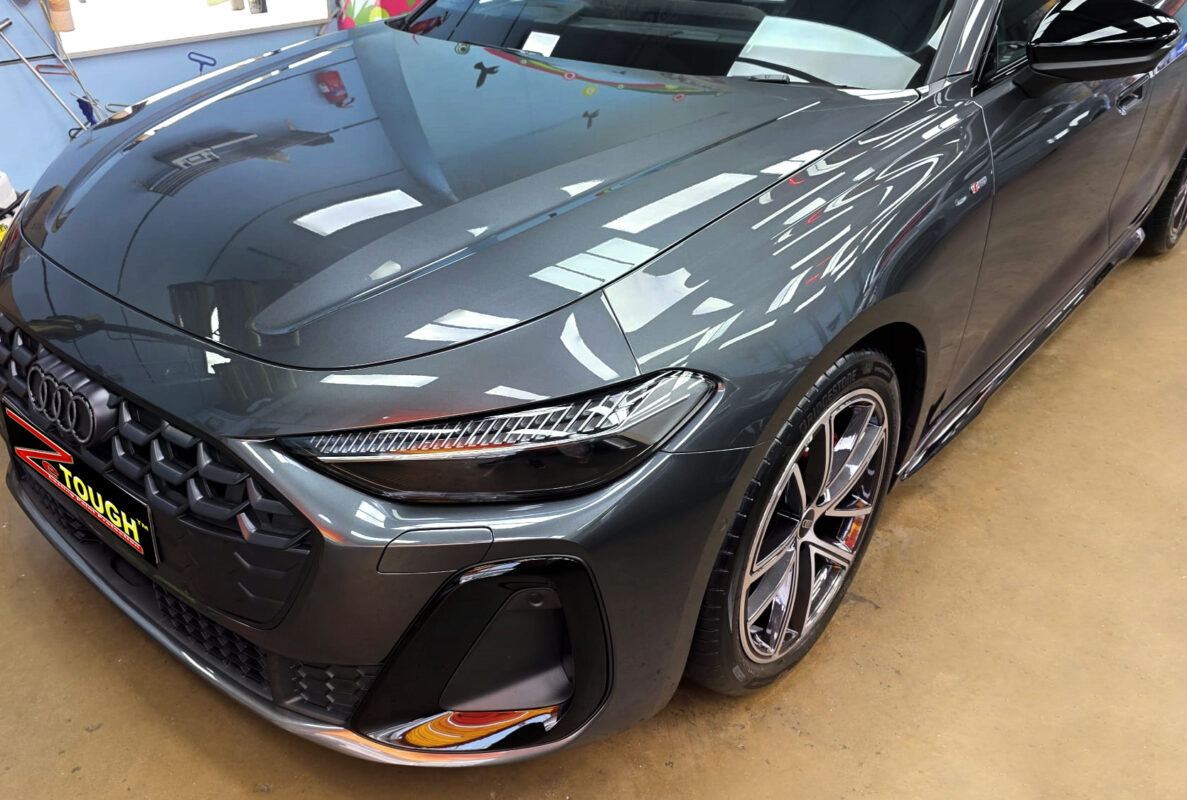 The Audi A5 from a side angle after the titanium coating.