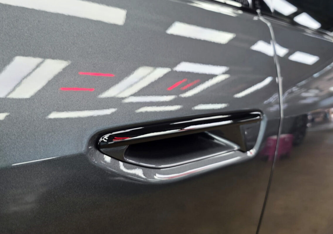 Front three-quarter view of the Audi A5 after coating.