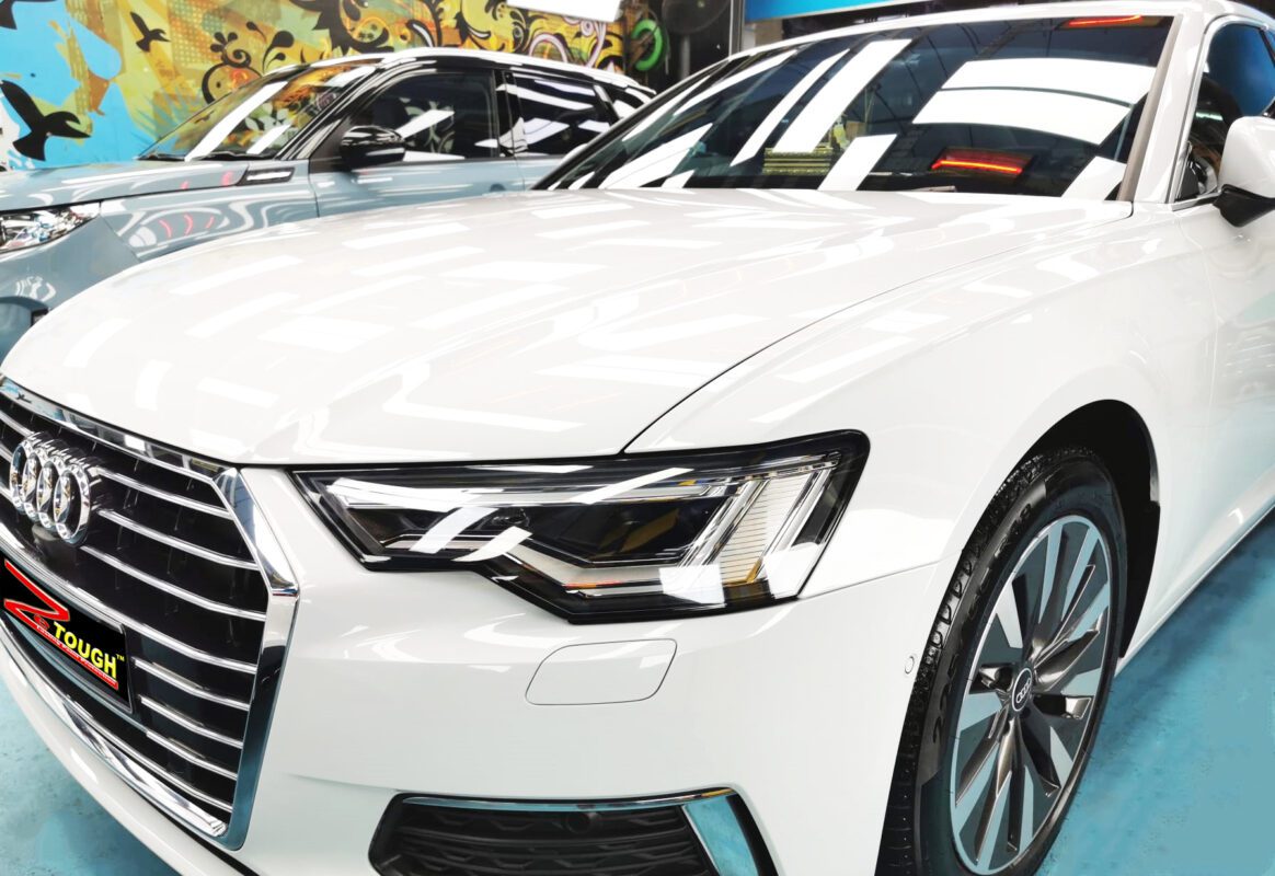 The Audi A6 from a side angle after the ceramic coating.