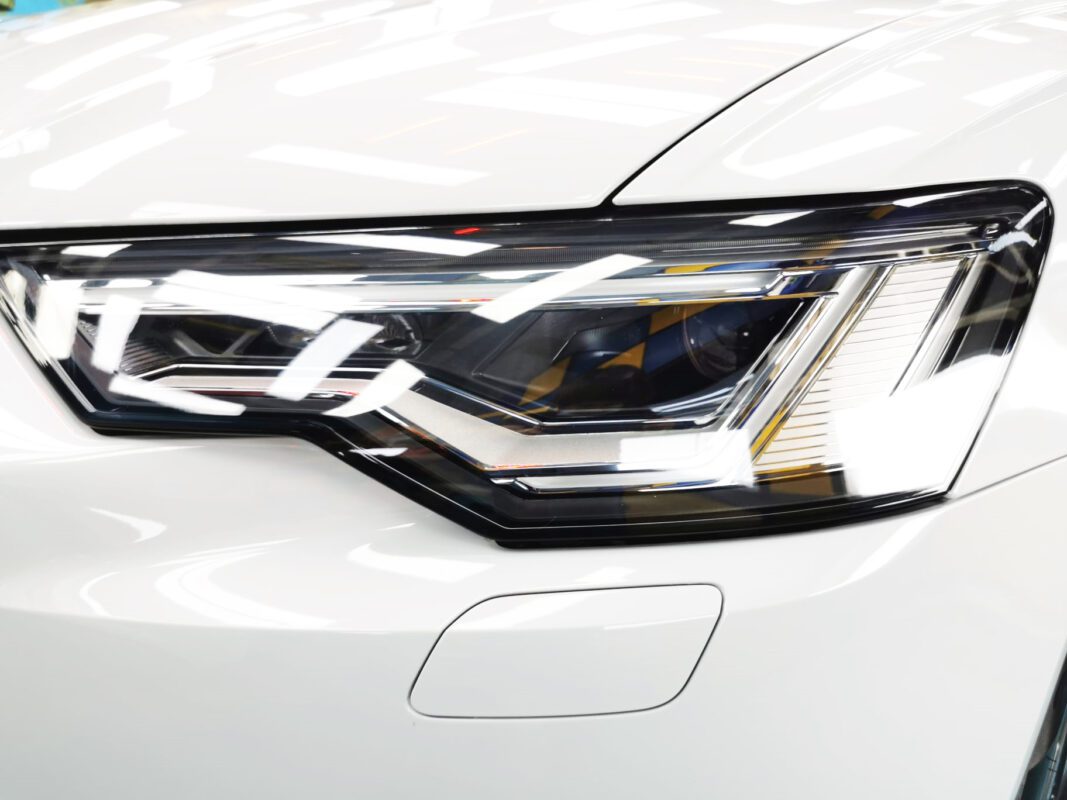 The A6's coated paintwork showing clean reflections.