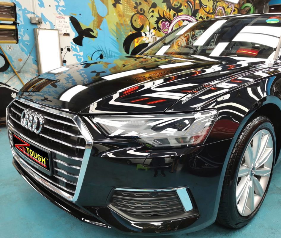 The Audi A6 from a side angle after the ceramic coating.