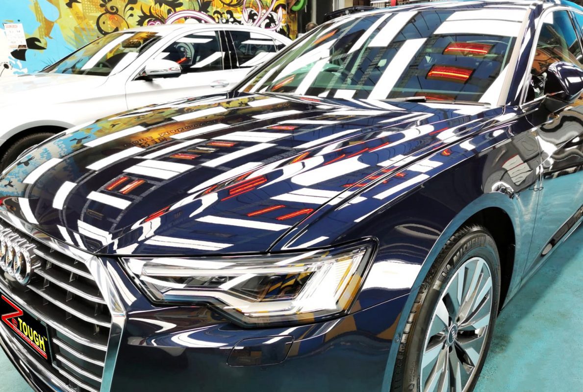 The Audi A6 from a side angle after the titanium coating.