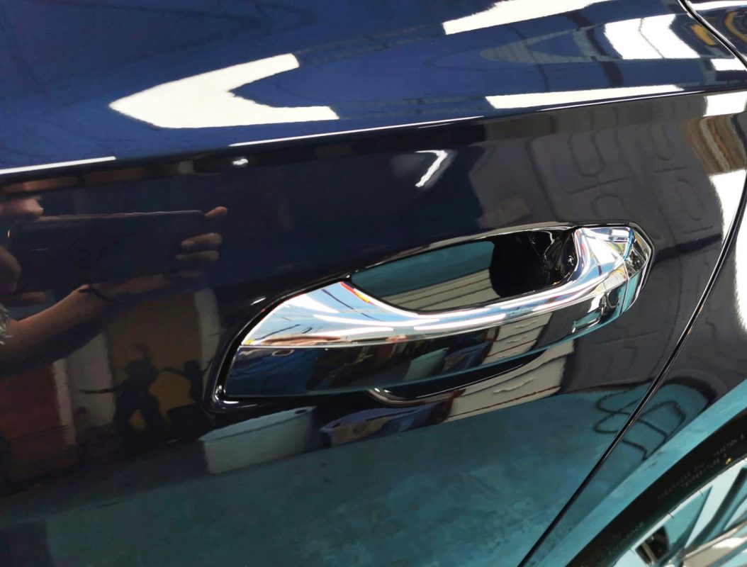 Front three-quarter view of the Audi A6 after coating.