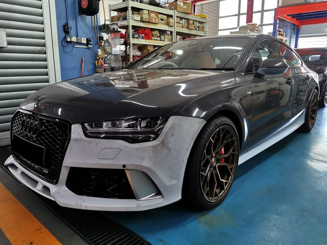 The Audi A7 as it arrived at Revol Carz before the respray.